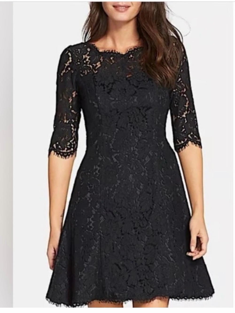 Eliza J Black Lace Fit and Flare Dress - Size 4 - Worn only once - Like New!